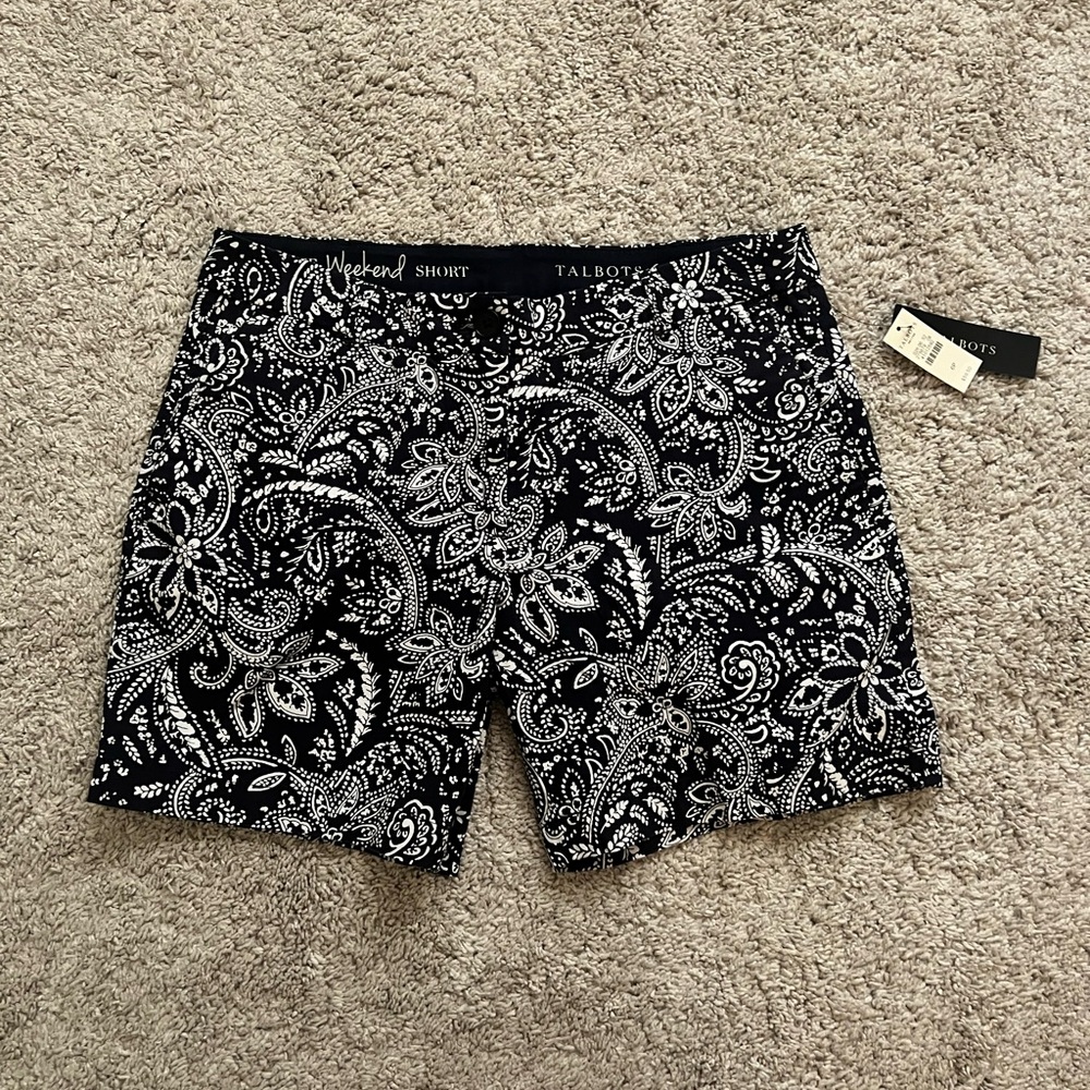 Talbots Black and White Paisley Shorts